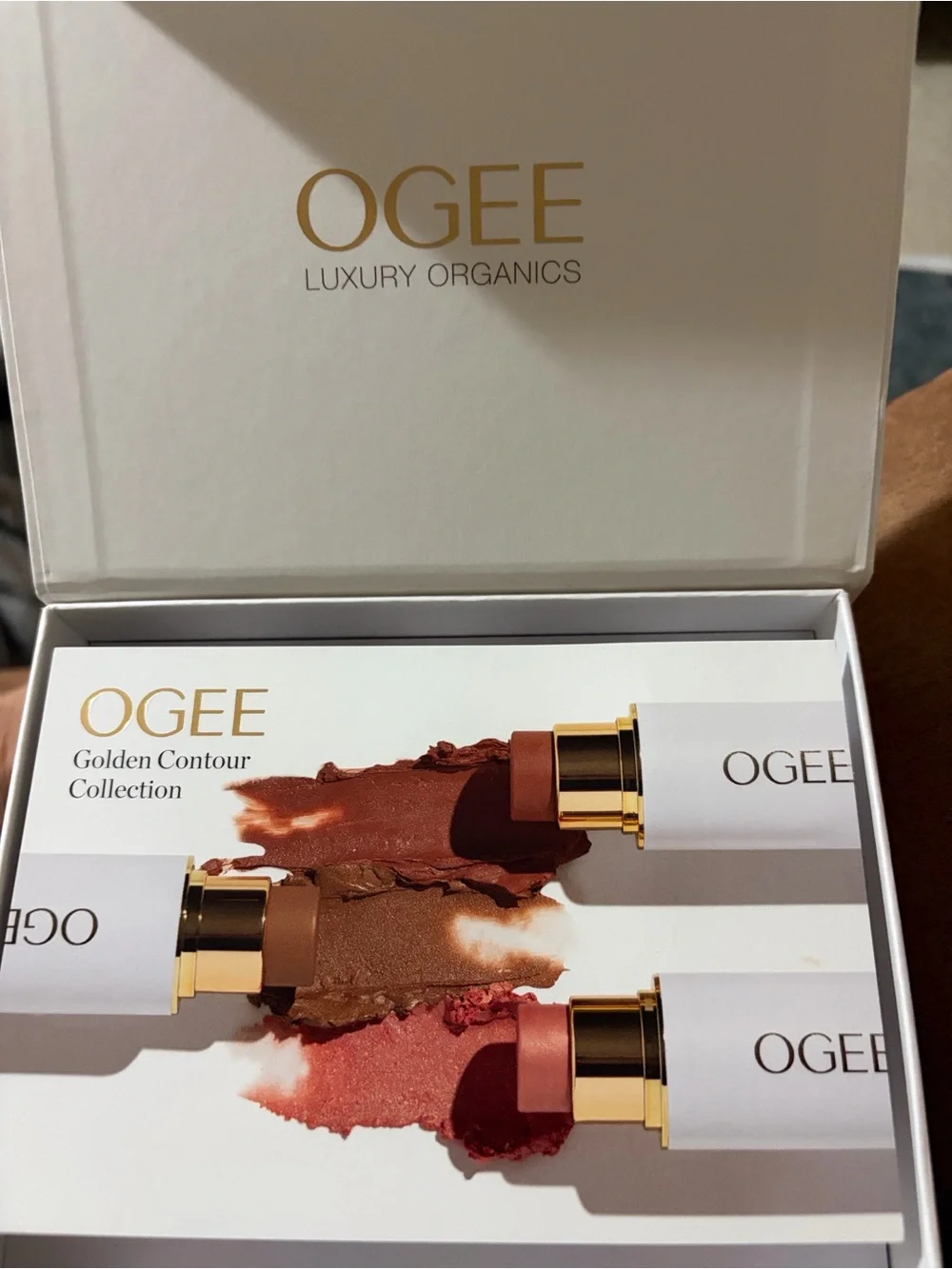 Ogee Face Stick Trio, Golden Contour Stick Makeup Collection, Blush Stick